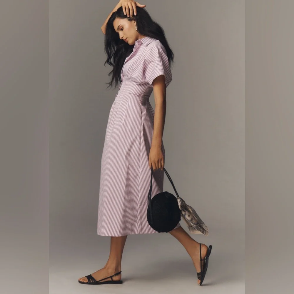Anthropologie The Tobie Button-Front Pleated Shirt Dress - Picture 6 of 14